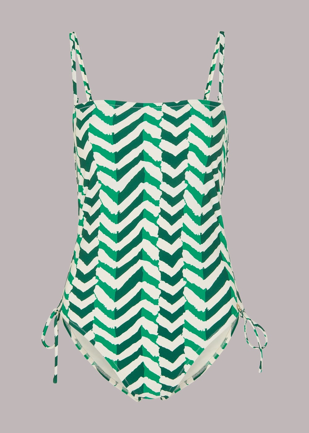 Green Multi Chevron Ruched Swimsuit WHISTLES Whistles UK