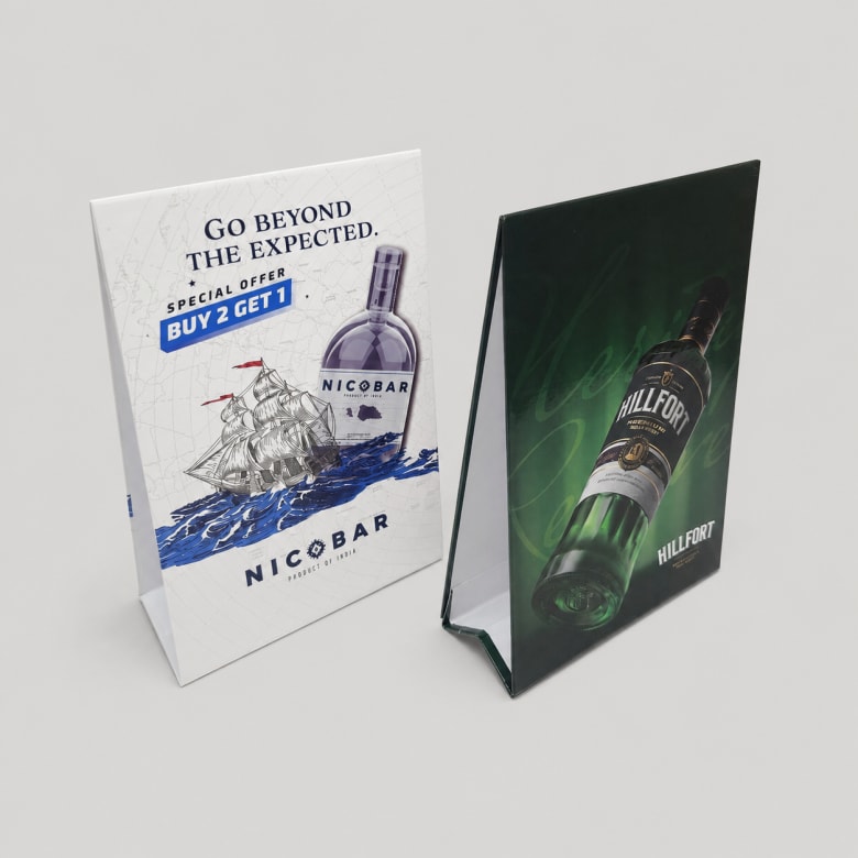 Table Tent Advertisement Liquor Industry — Printed Marketing Materials packaging project