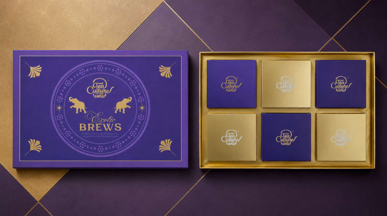 Top Down Rigid Box Multi Color Tea Industry Packaging Violet — Rigid box packaging project