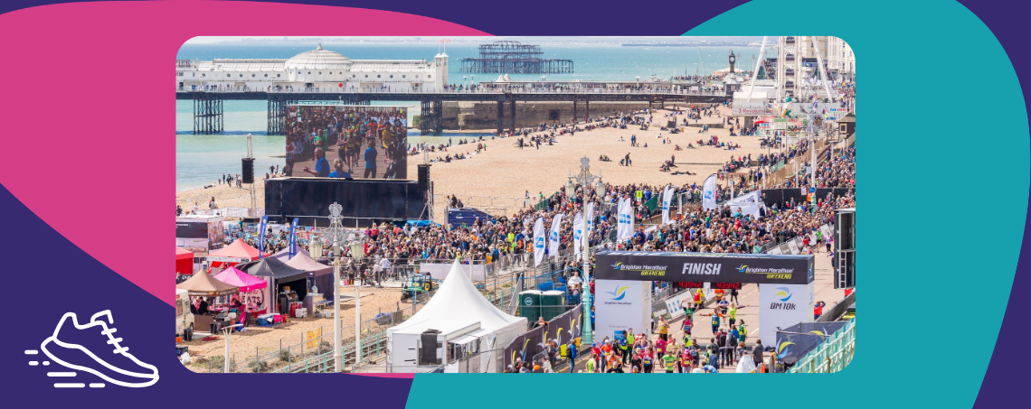 Ariel view of Brighton beach at the end of the Brighton Marathon