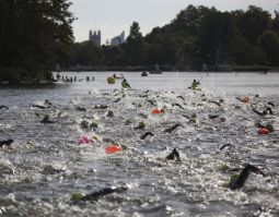 People swimming the serpentine