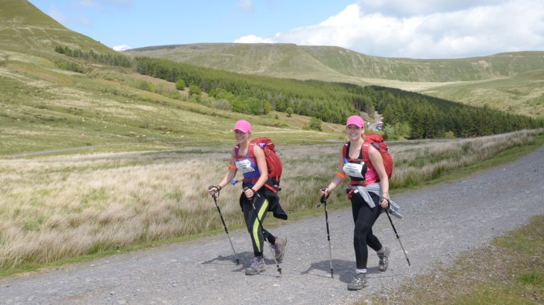 Girls trekking