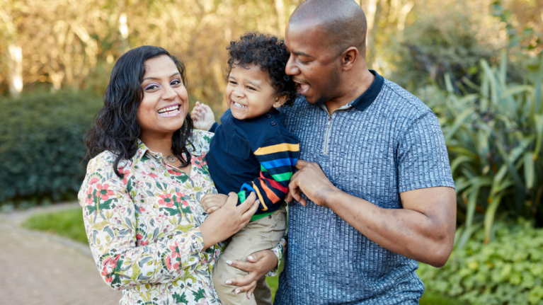 Myles with his mum and dad