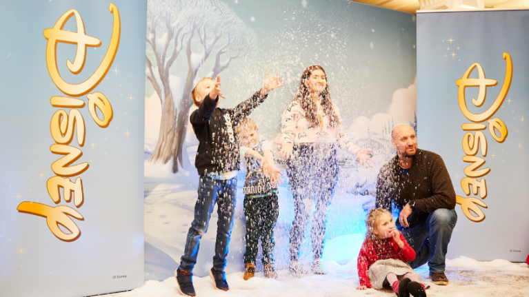 Family playing in Snow