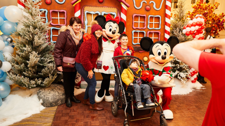 Family with Mickie and Minnie Mouse