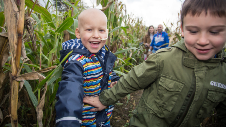 Boy at children's hospice garden