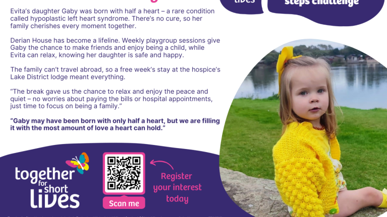 Every step counts for families like Gaby's with a photo of Gaby.