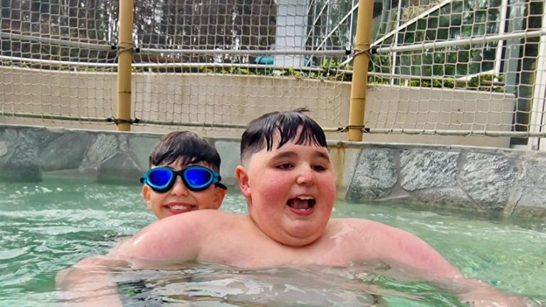 Cal and his brother enjoy the Sub Tropical Swimming Paradise during a gifted break from Center Parcs