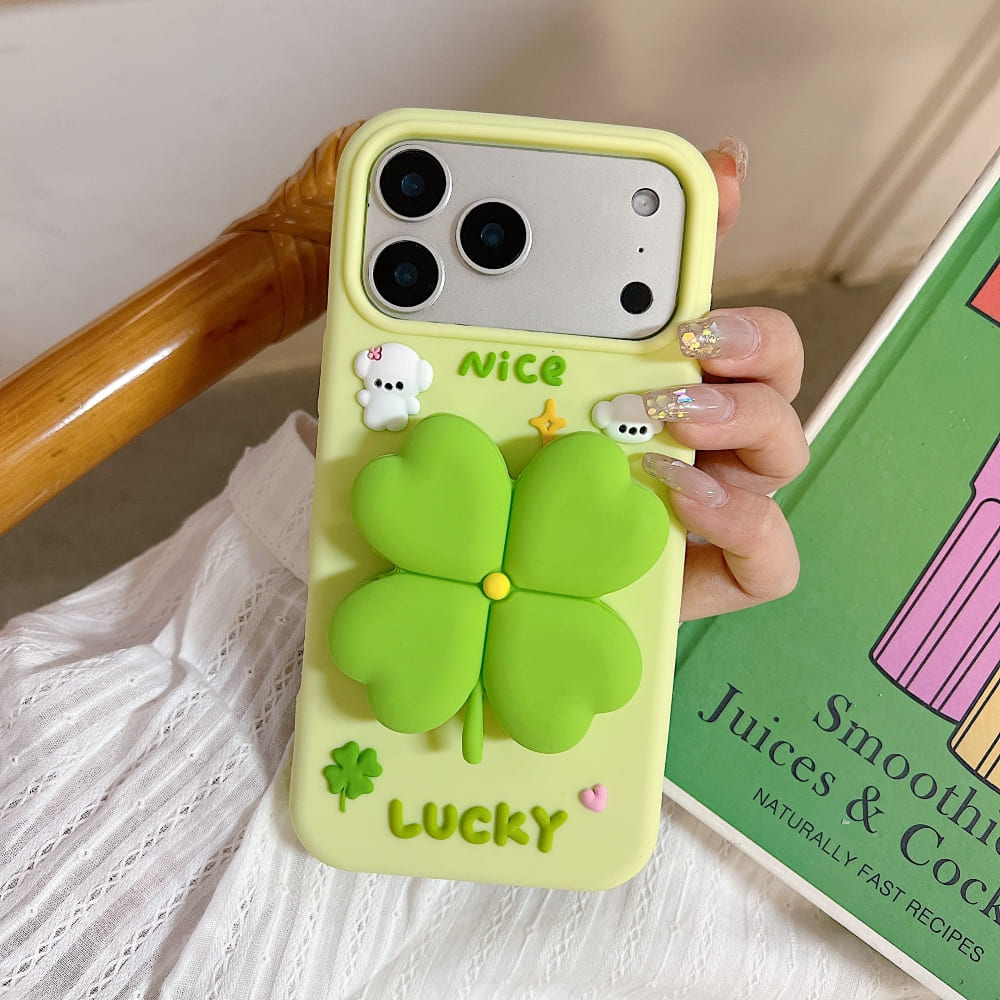 Bright Luck Clover Phone Case with Charms