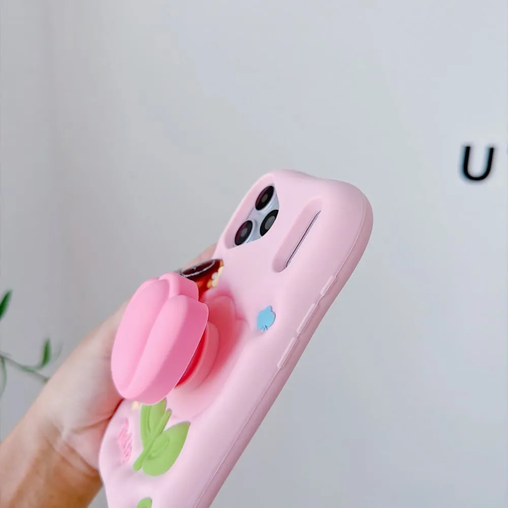Pink Blossom Bliss Tulip Silicone Phone Case - view 5