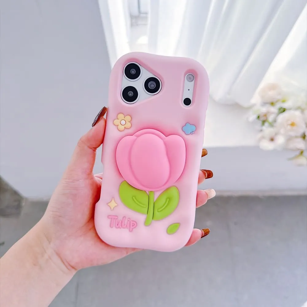 Pink Blossom Bliss Tulip Silicone Phone Case - view 8