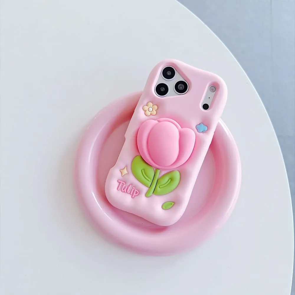 Pink Blossom Bliss Tulip Silicone Phone Case - view 9