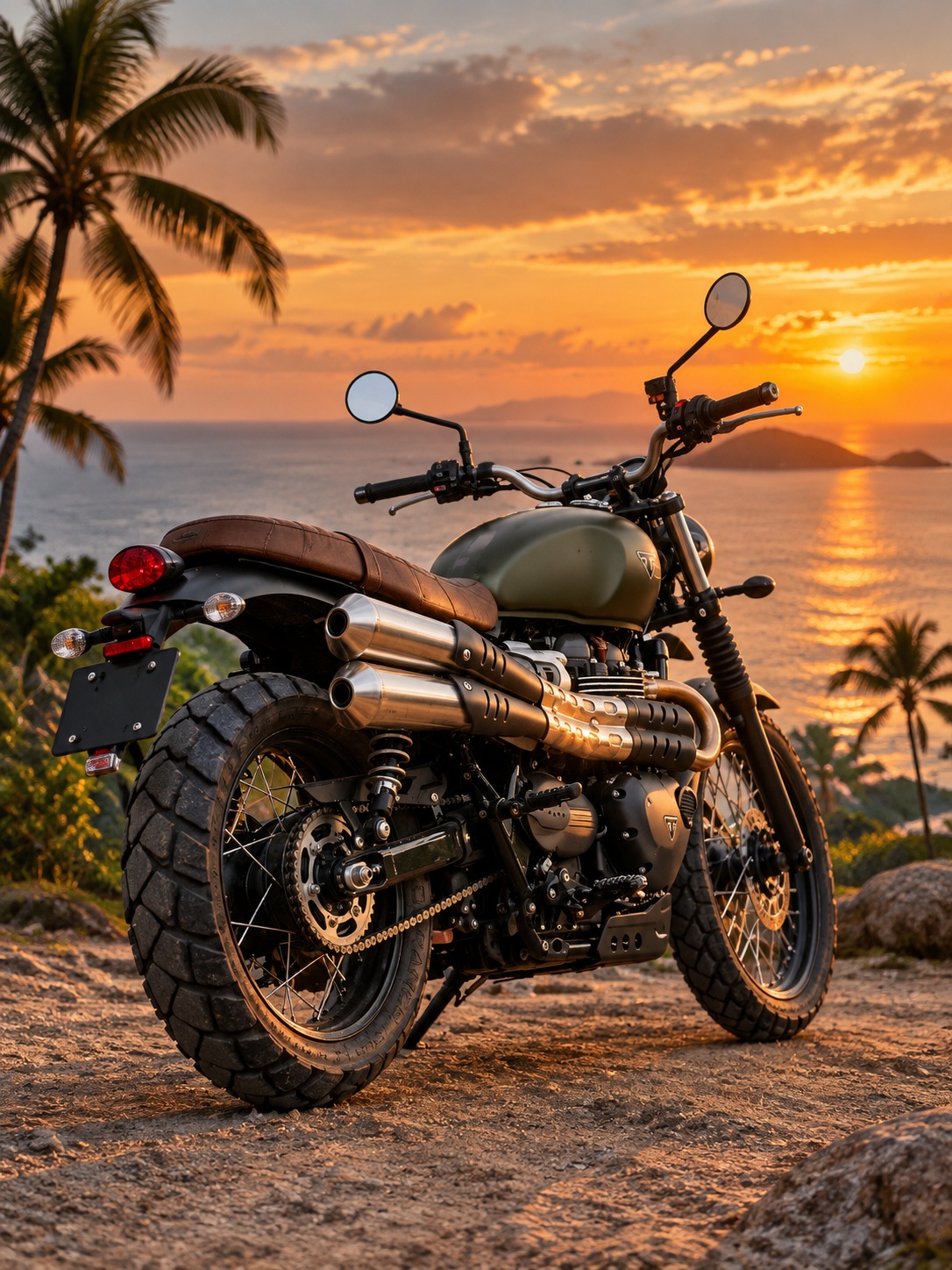 Triumph Scrambler 400 X - зелёный сзади