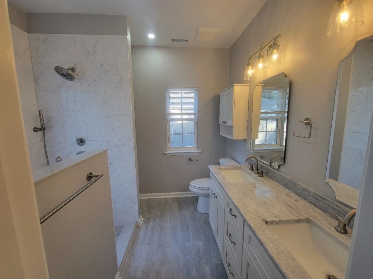 Modern Bathroom Remodel in Kings Grant, Virginia Beach in Virginia Beach — by Coradi Contracting