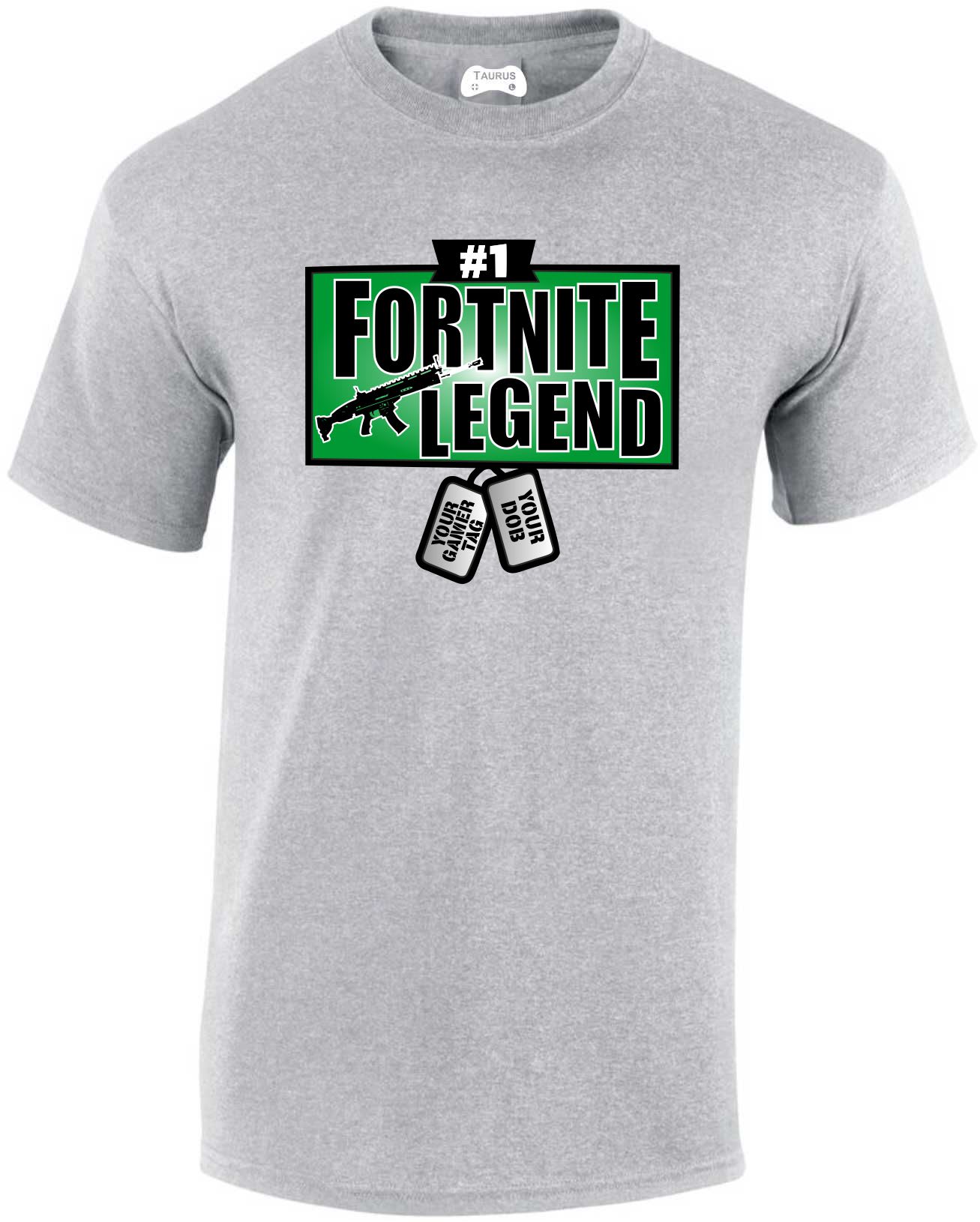 Fortnite Legend with personalised dog tags T-Shirt - Image 2