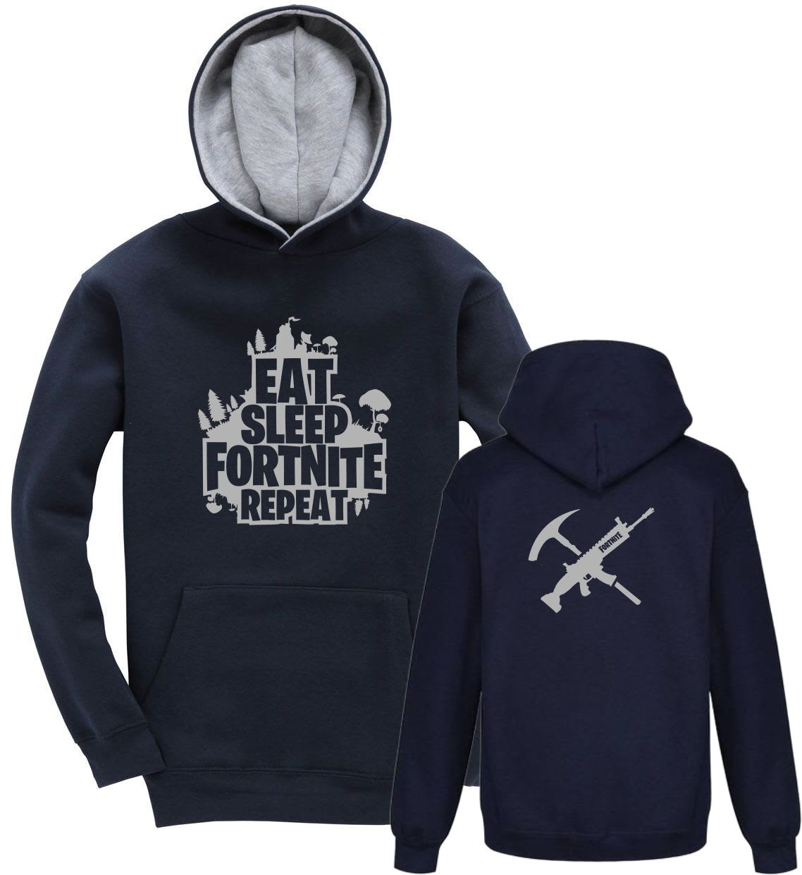Fortnite Eat Sleep Fortnite Repeat Contrast Hoodie - Image 2