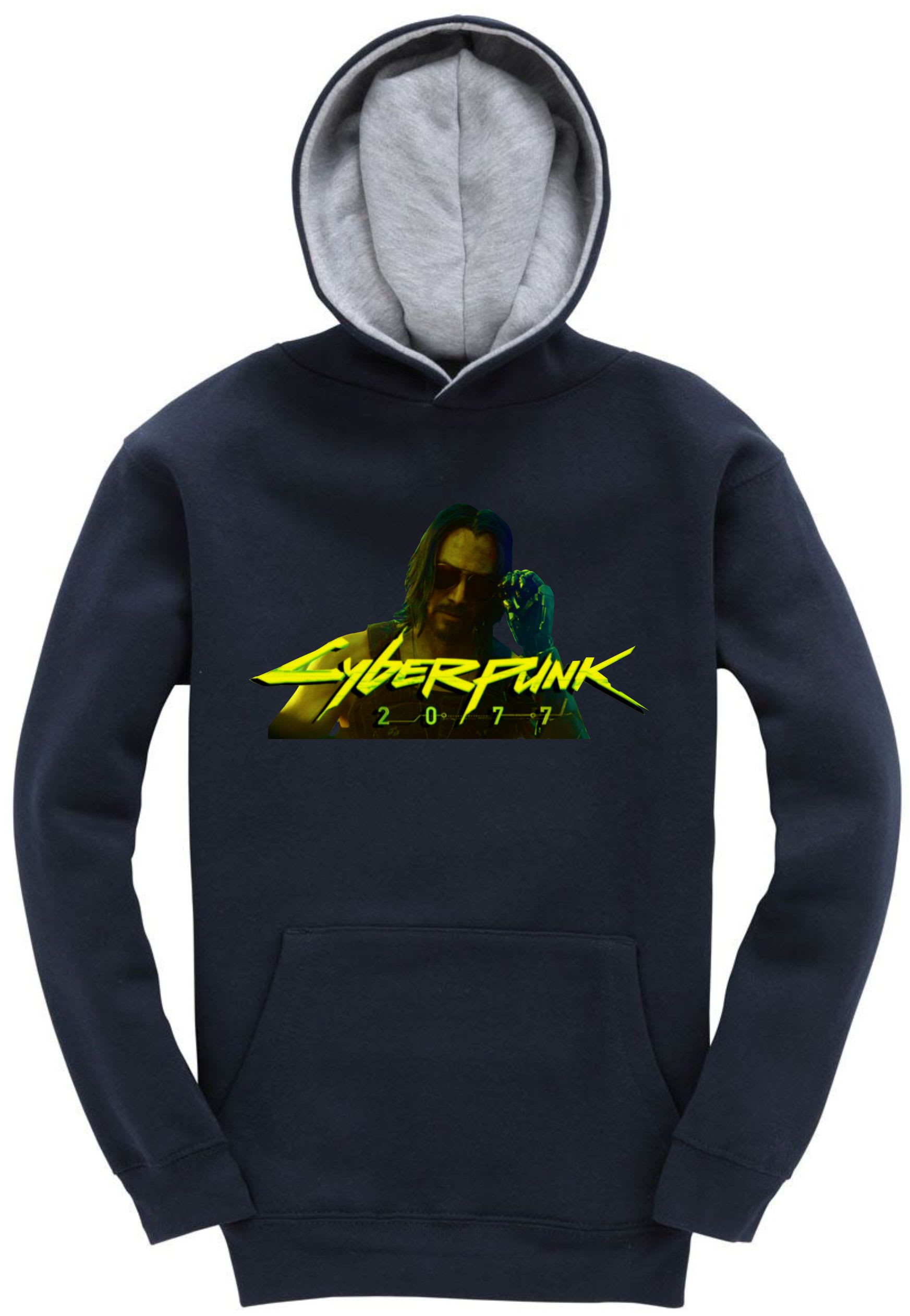 Keanu Reeves Cyberpunk 2077 Contrast Hoodie - Image 2