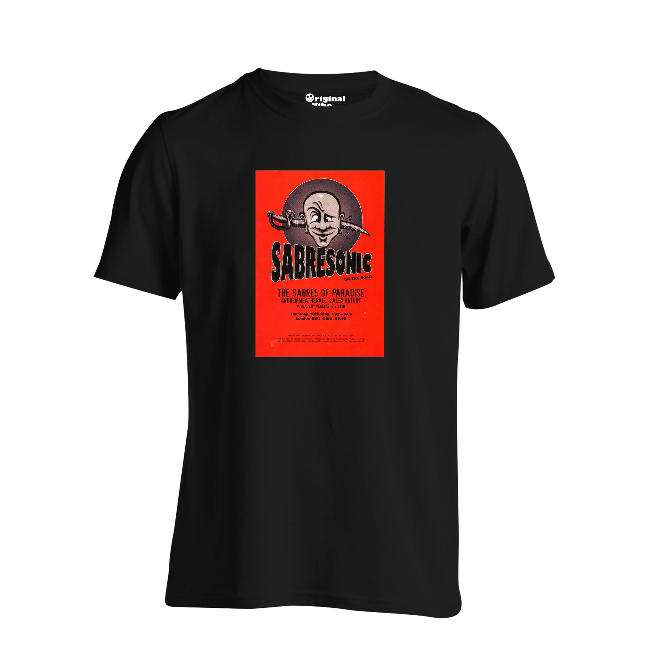 Andrew Weatherall T Shirt - Sabres of Paradise Sabersonic Flyer - Image 2