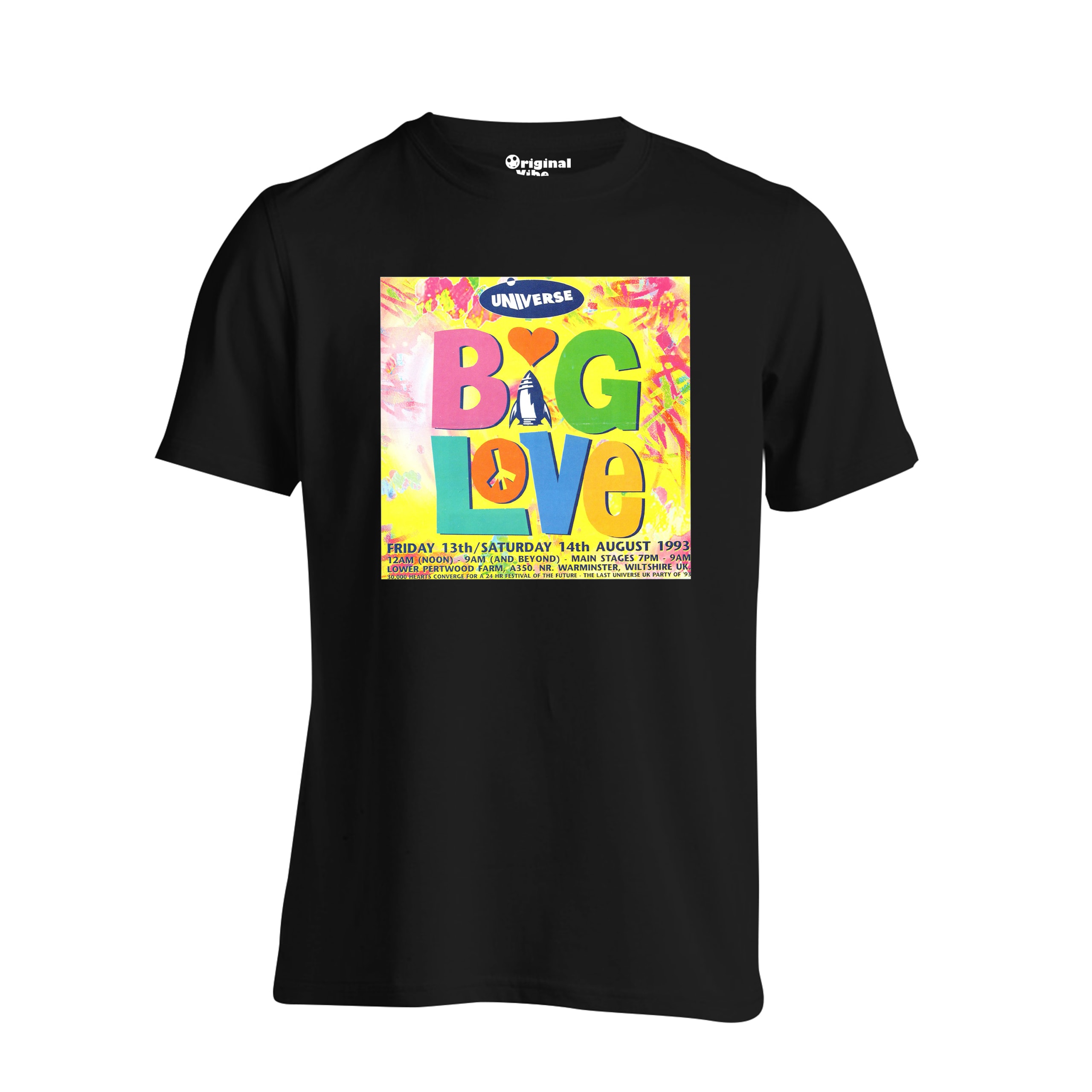Big Love 1993 Lower Pertwood Farm Wiltshire Flyer Rave T Shirt - Image 4
