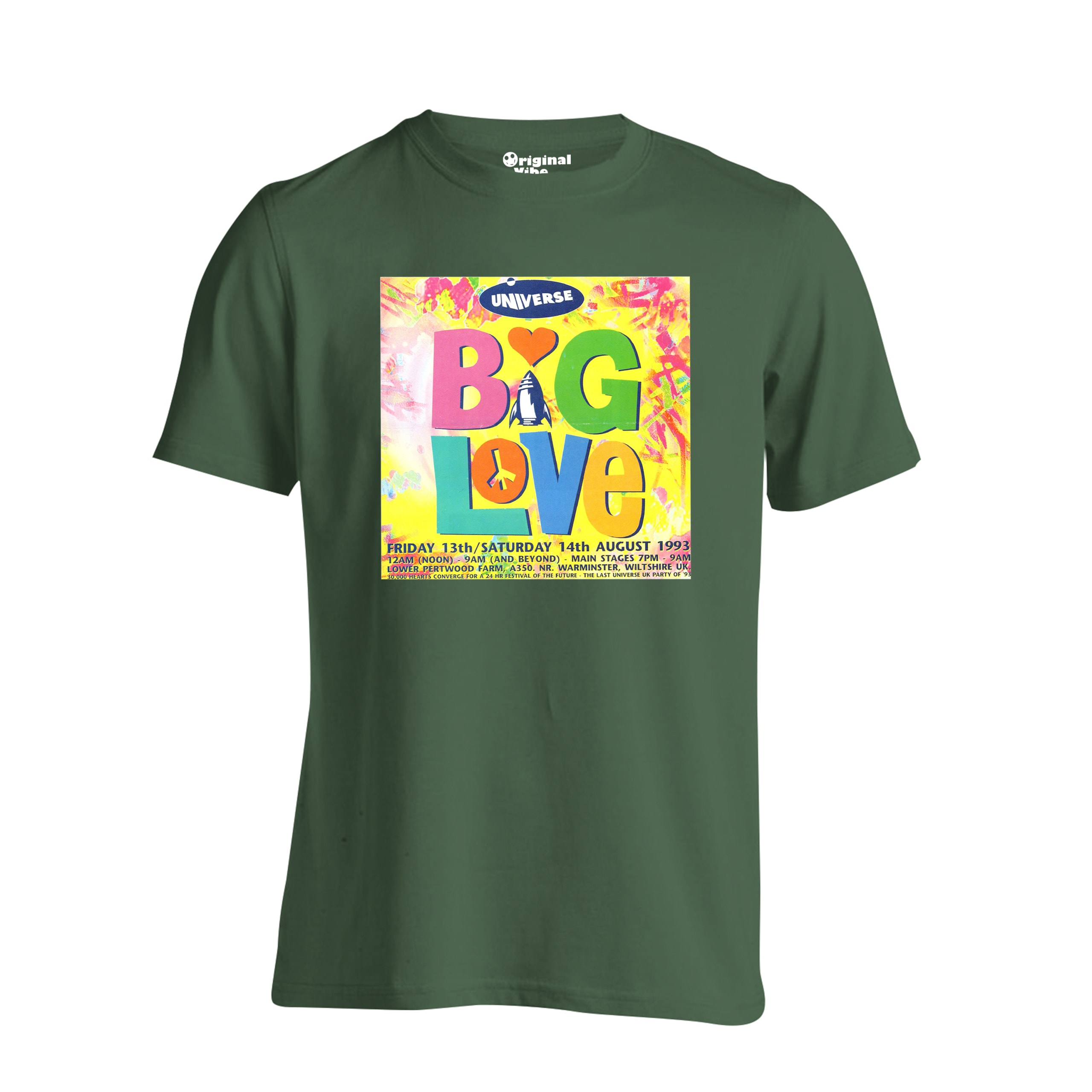Big Love 1993 Lower Pertwood Farm Wiltshire Flyer Rave T Shirt - Image 2