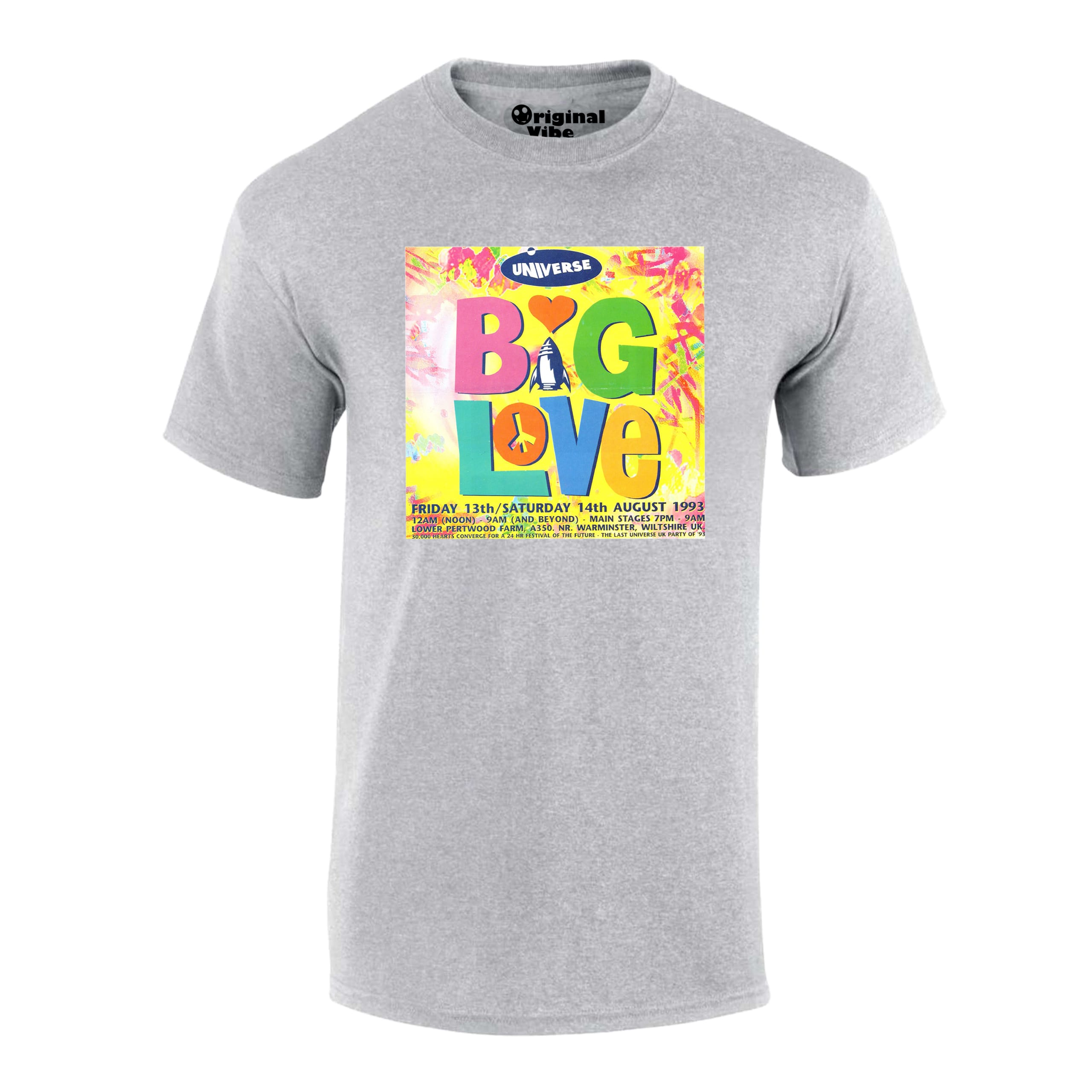 Big Love 1993 Lower Pertwood Farm Wiltshire Flyer Rave T Shirt - Image 3