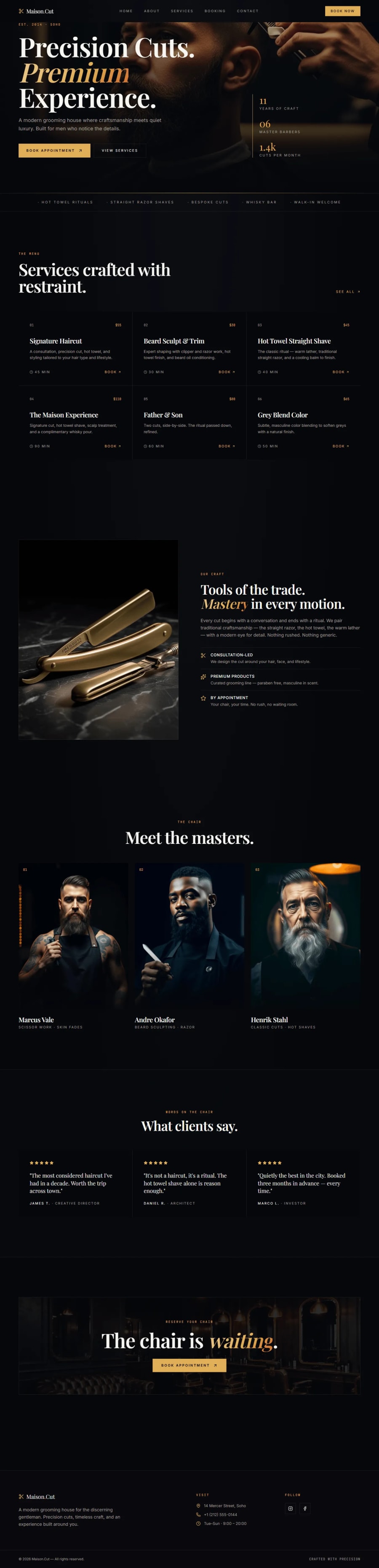 Barbers website design sample