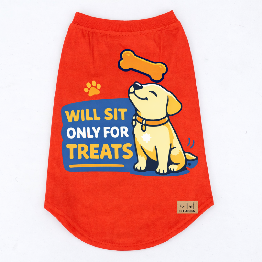 15 Furries Only Treats Sleeveless T shirts for Dogs (Red)