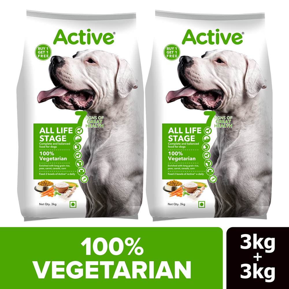 Active All Breed 100% Veg Dog Dry Food (Buy 1 Get 1)