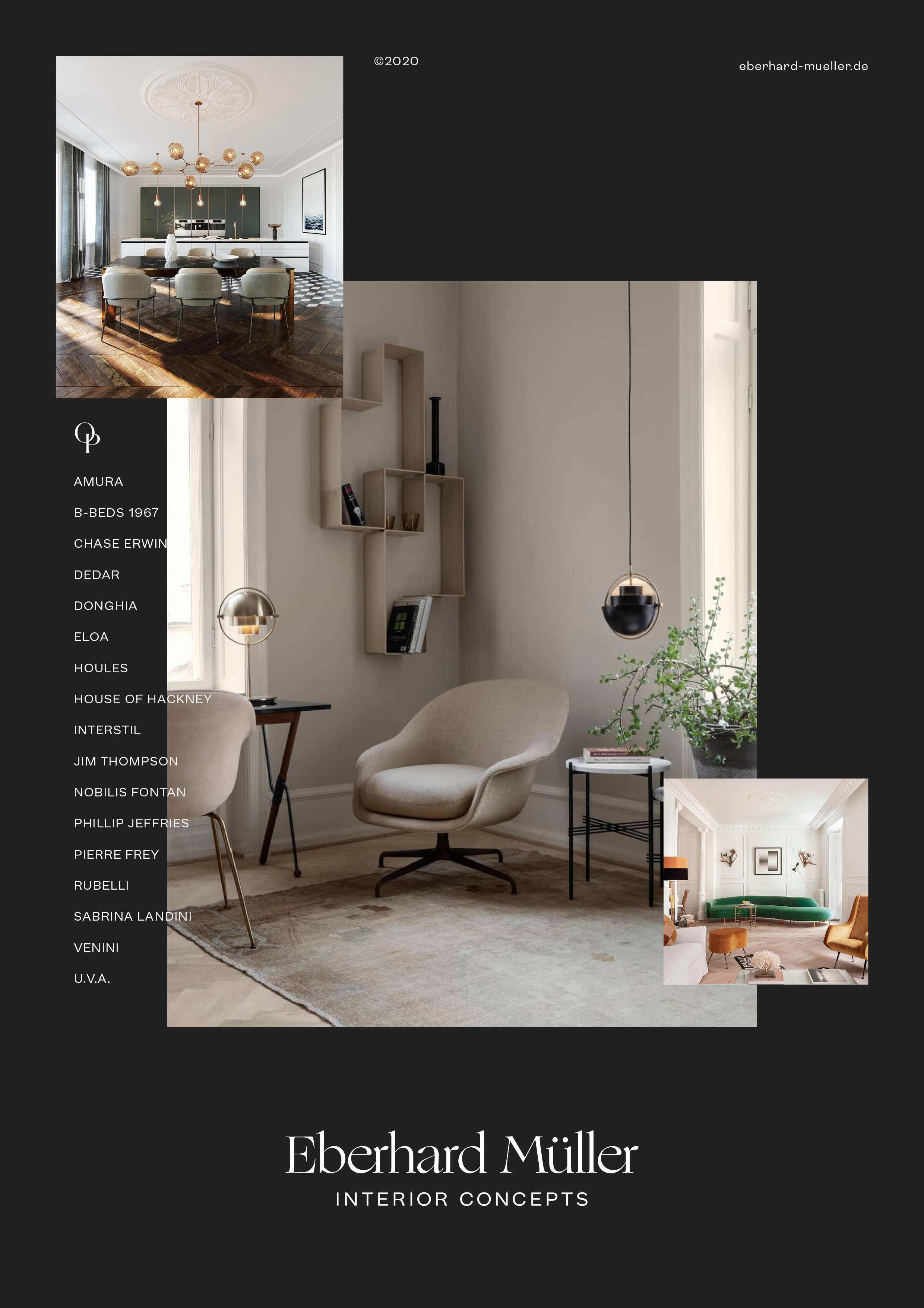 The finished page showcases highlights of interior design by Eberhard Mueller