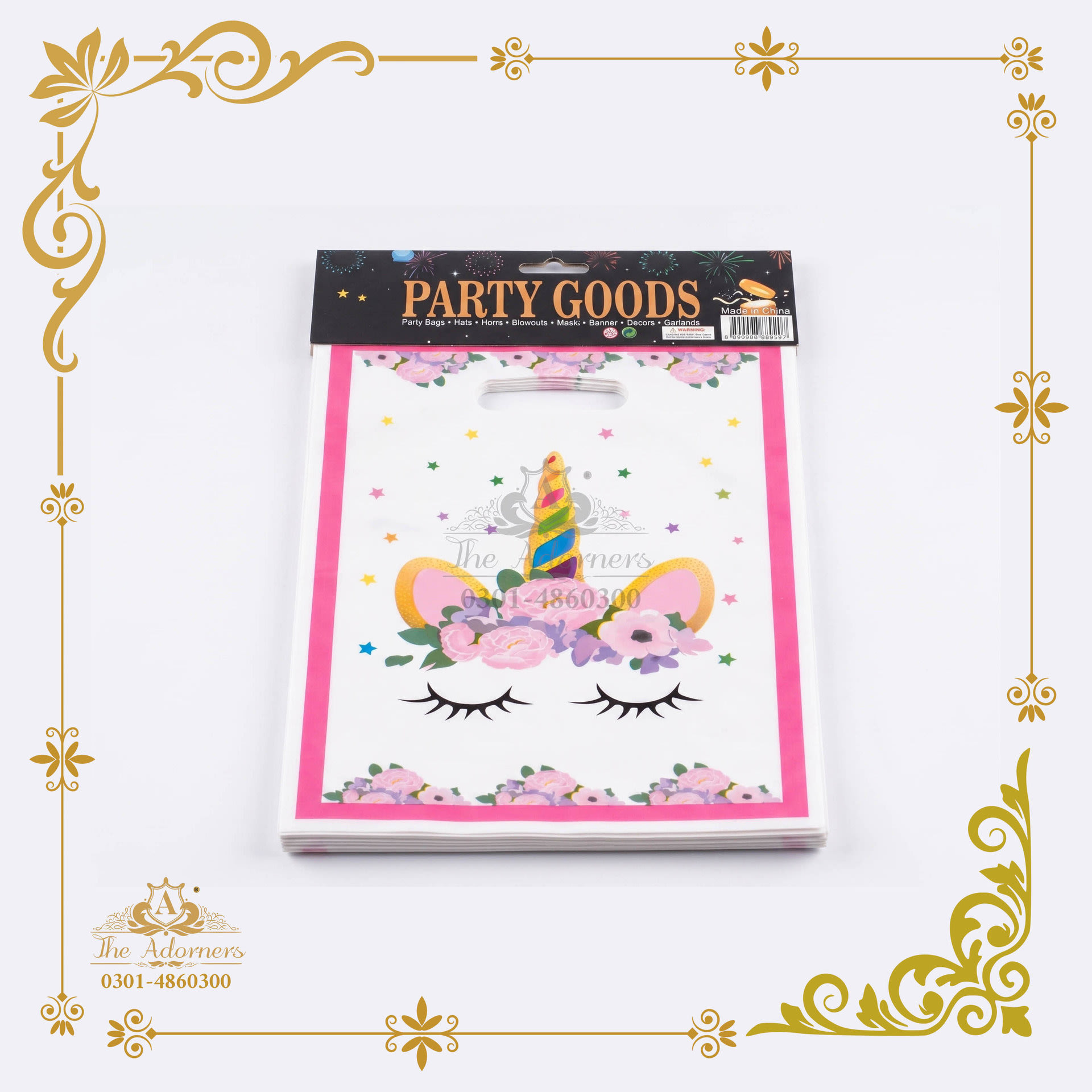 Plastic Loot / Gift Bags - Pink & white - Pack (Party Goods)