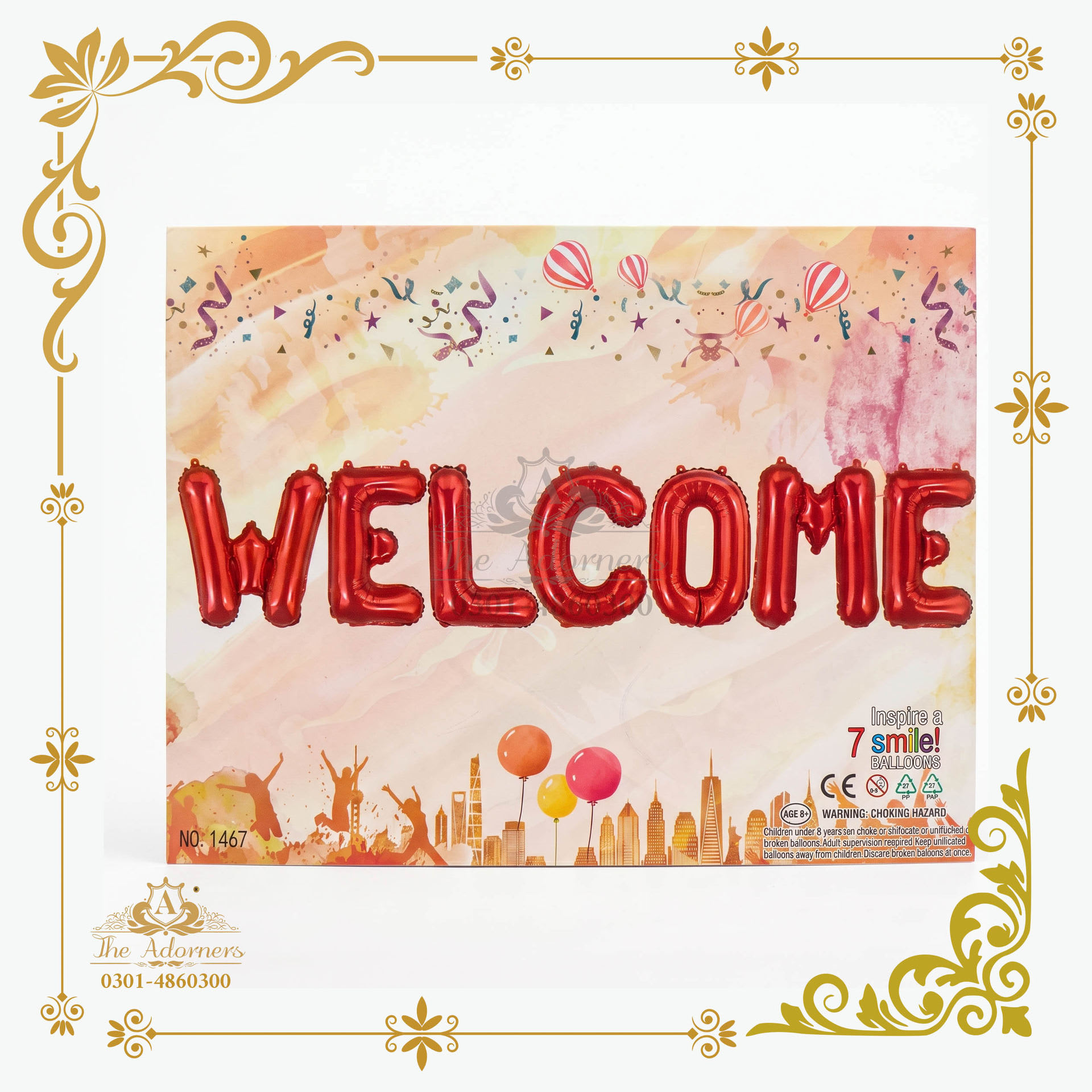 Welcome Letter Banner - Red - 7 pcs (No.1467)