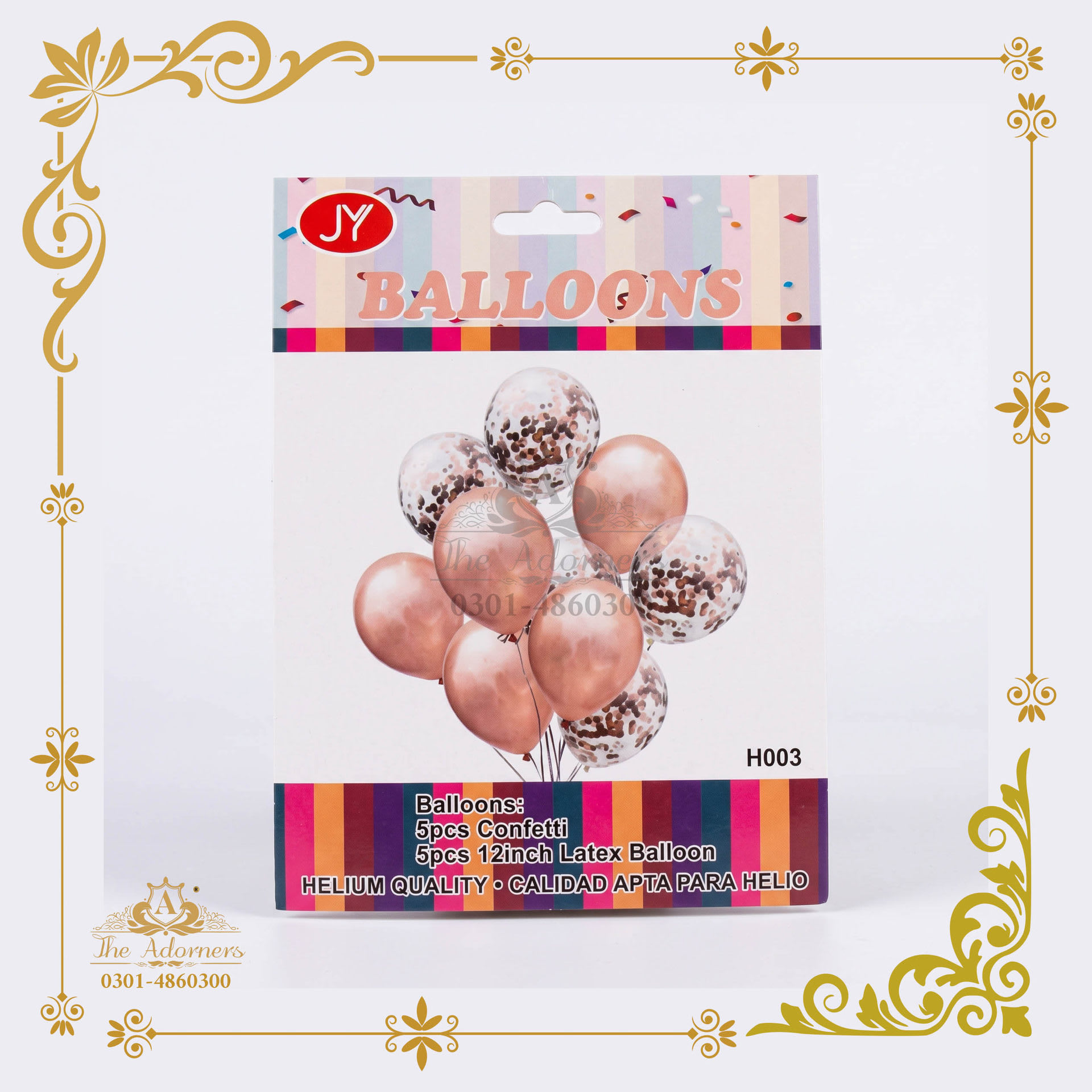 Confetti + Latex Balloon Pack - Rose gold - 12 inch - 10 pcs