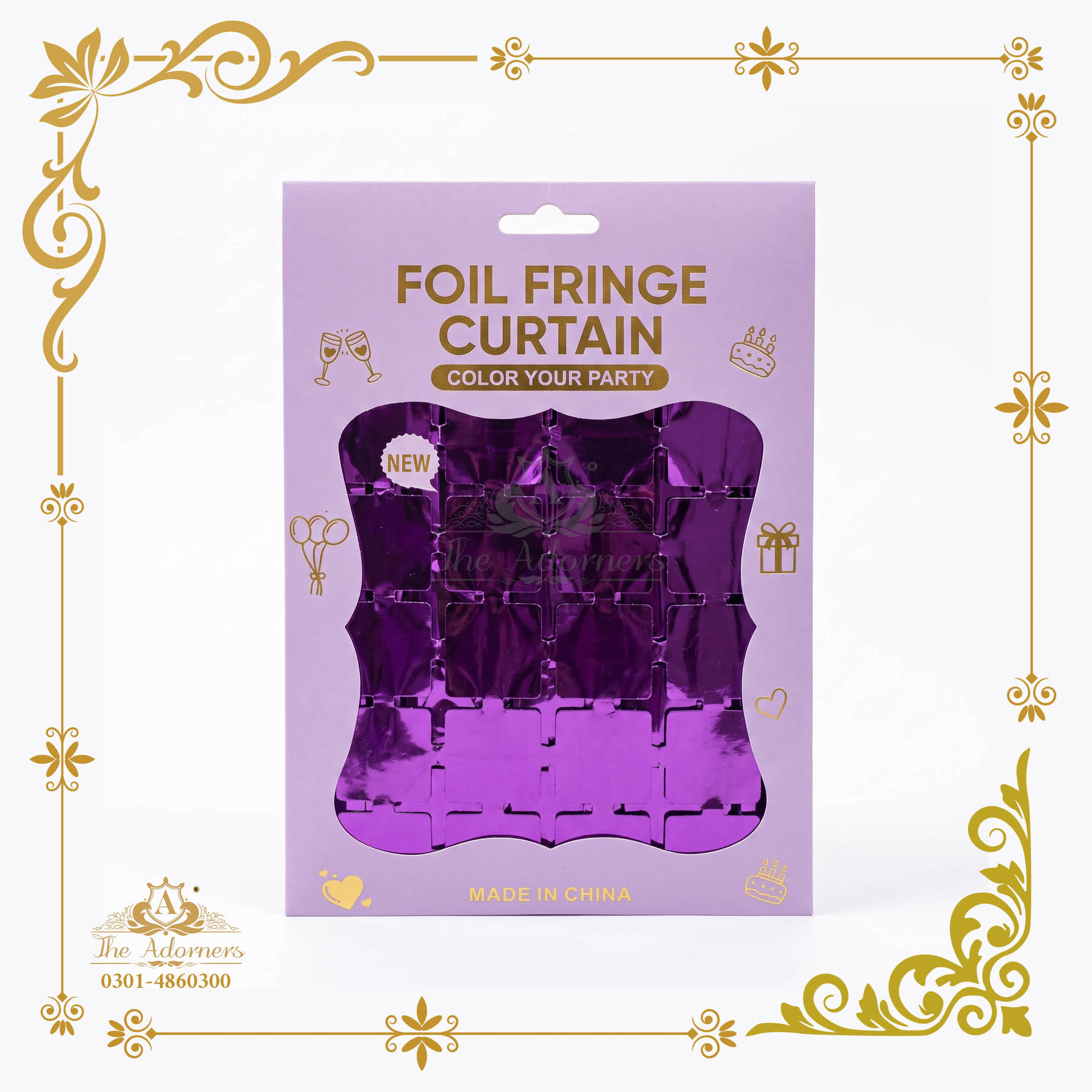 Foil Fringe Backdrop Curtain - Purple - 1 pc