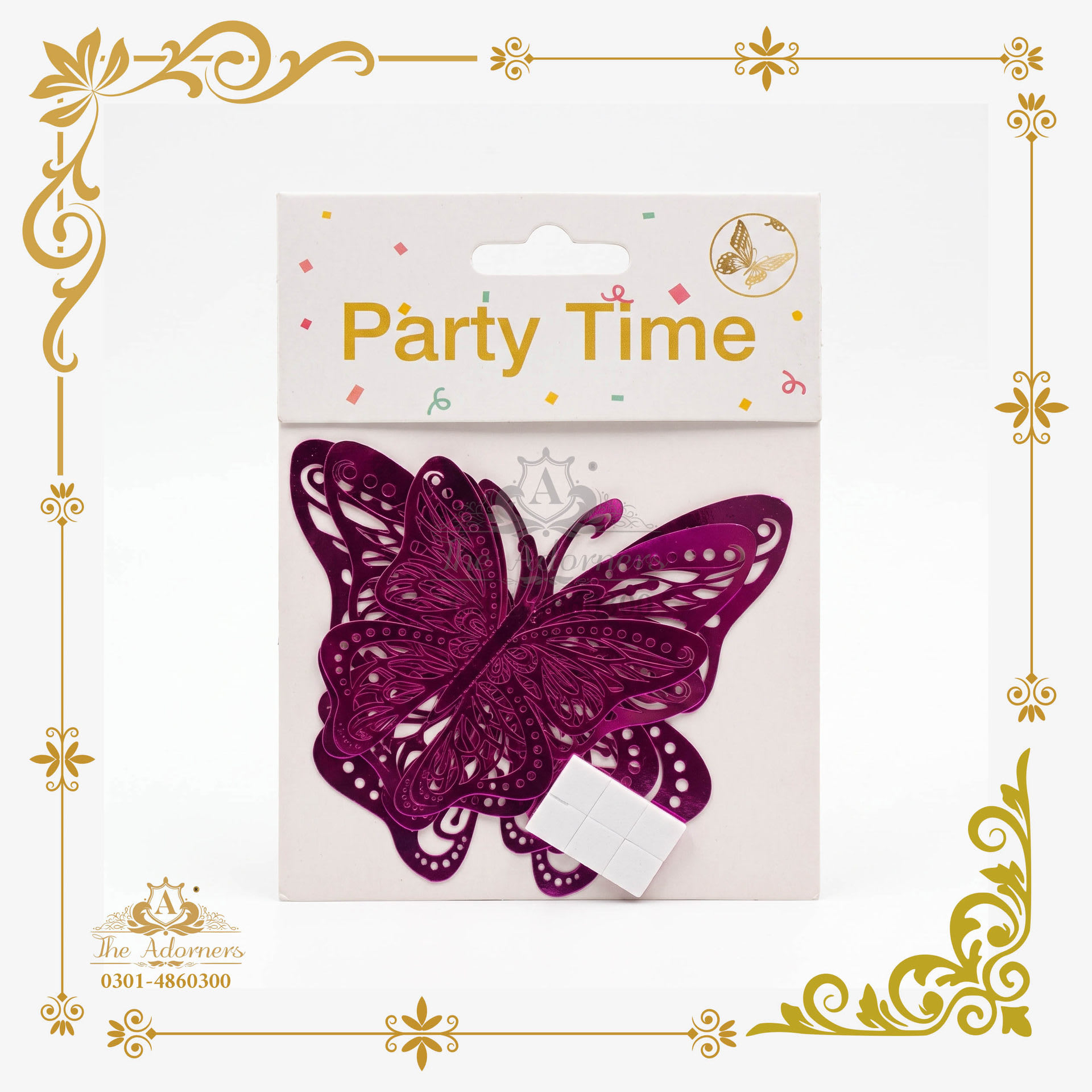 3D Hollow Butterfly Wall Sticker - Magenta & purple