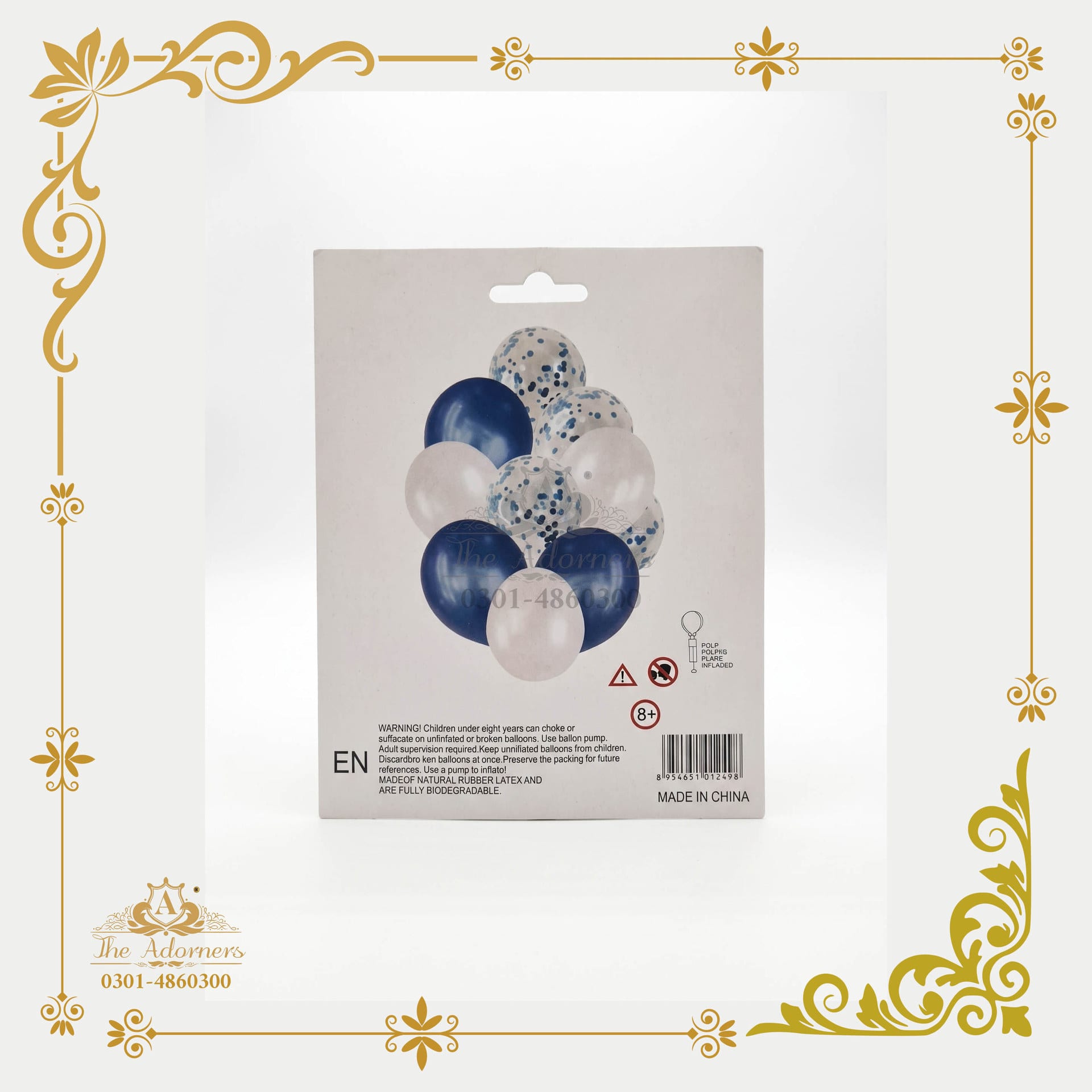 Navy + White + Confetti Balloon Pack - Navy blue & white