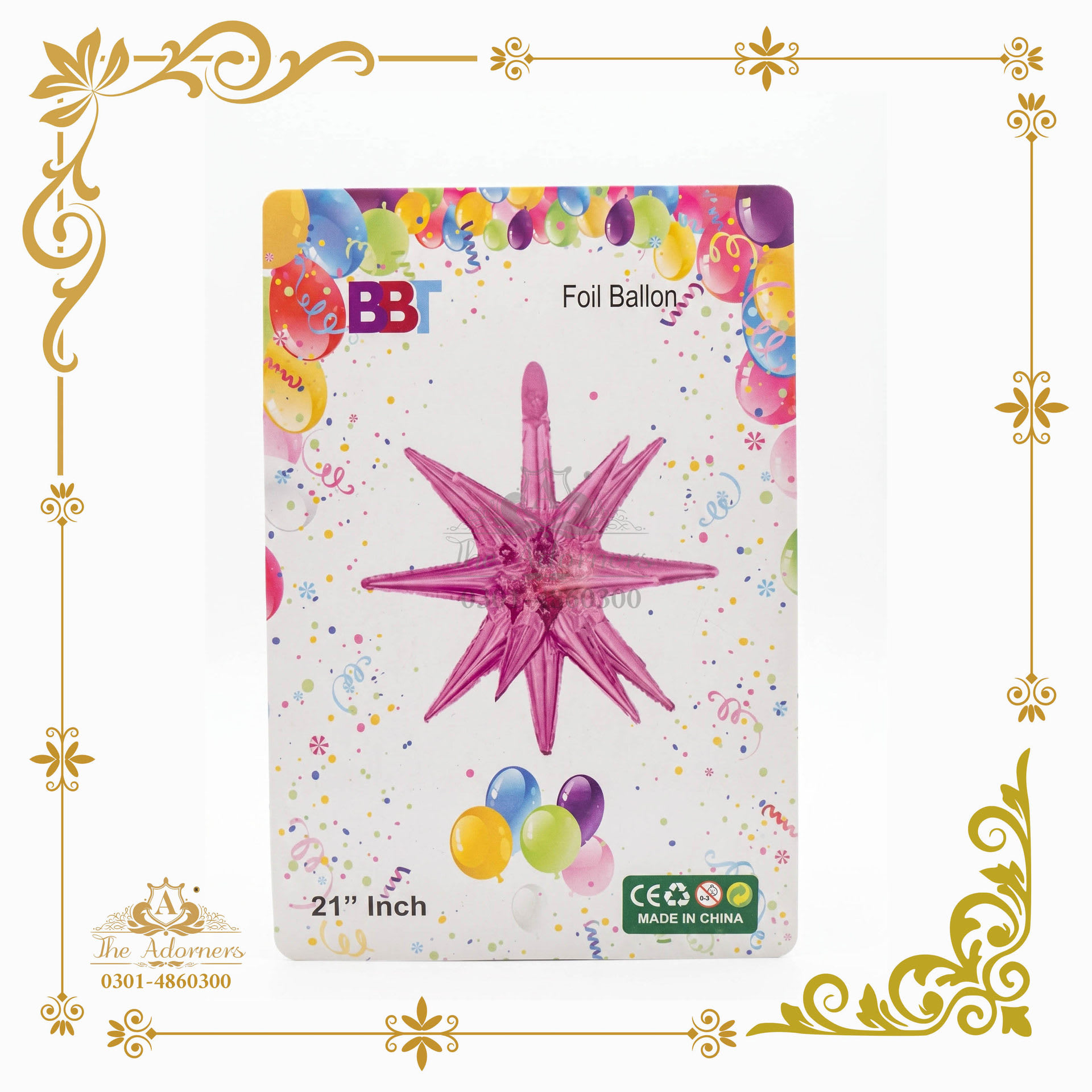 Starburst 12-point Star Balloon - Hot pink - 21 inch - 1 pc (BBT)