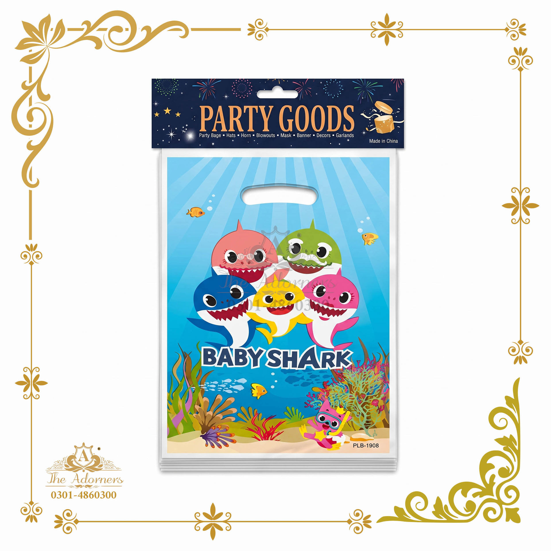 Plastic Loot / Gift Bags - Blue multicolour - Pack (Party Goods PLB-1908)