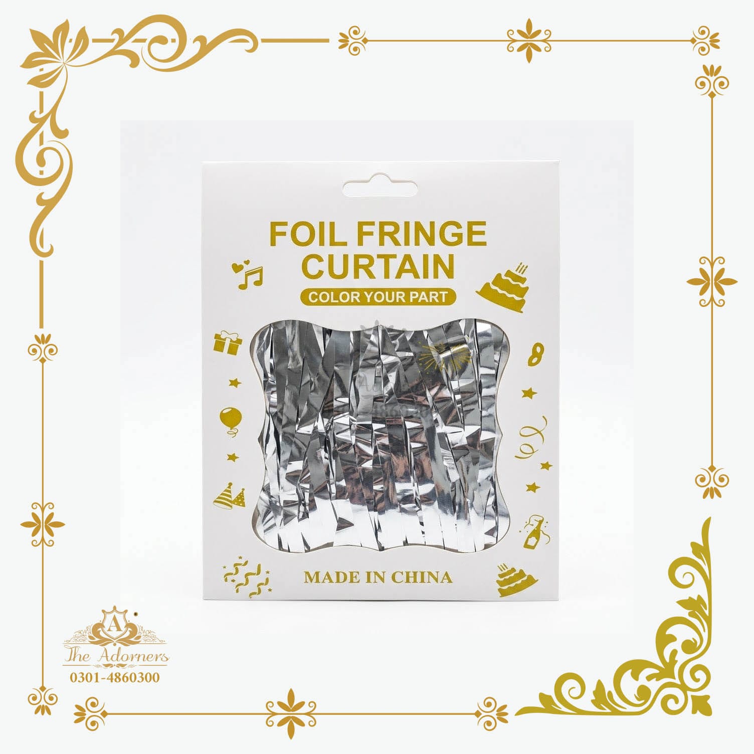 Foil Fringe Backdrop Curtain - Silver - 1 pc