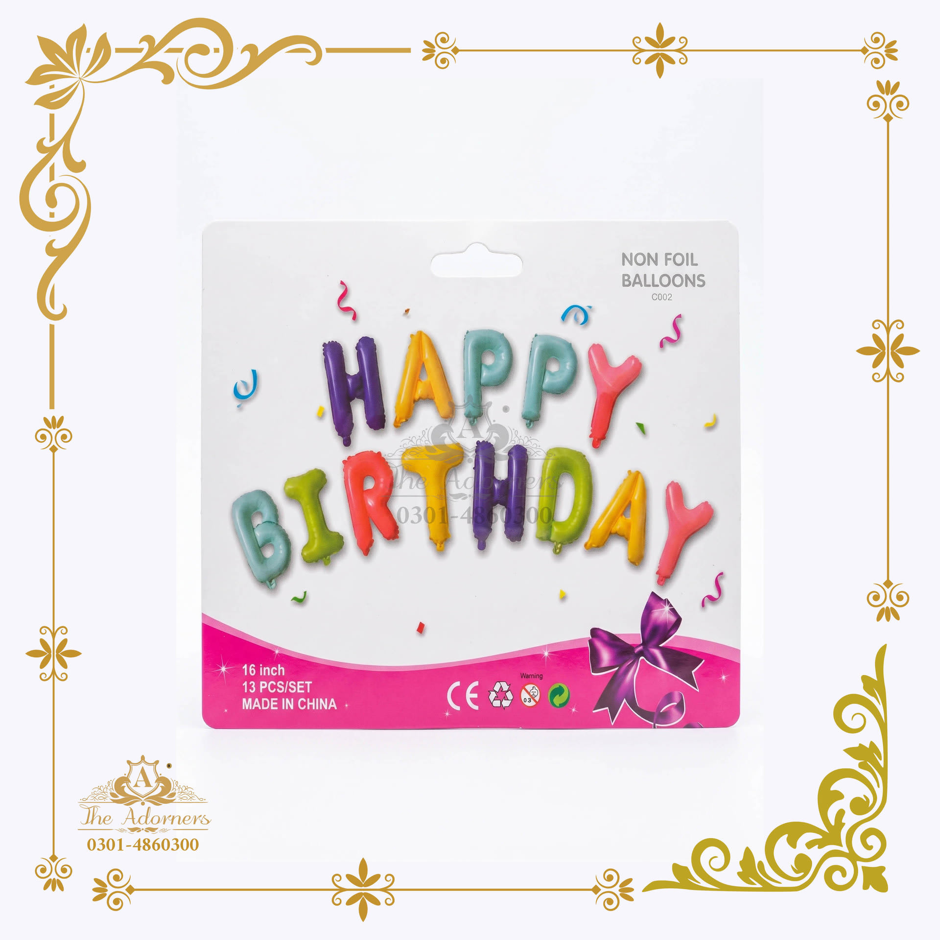 Happy Birthday Letter Banner - Multicolour - 16 inch - 13 pcs (C002)