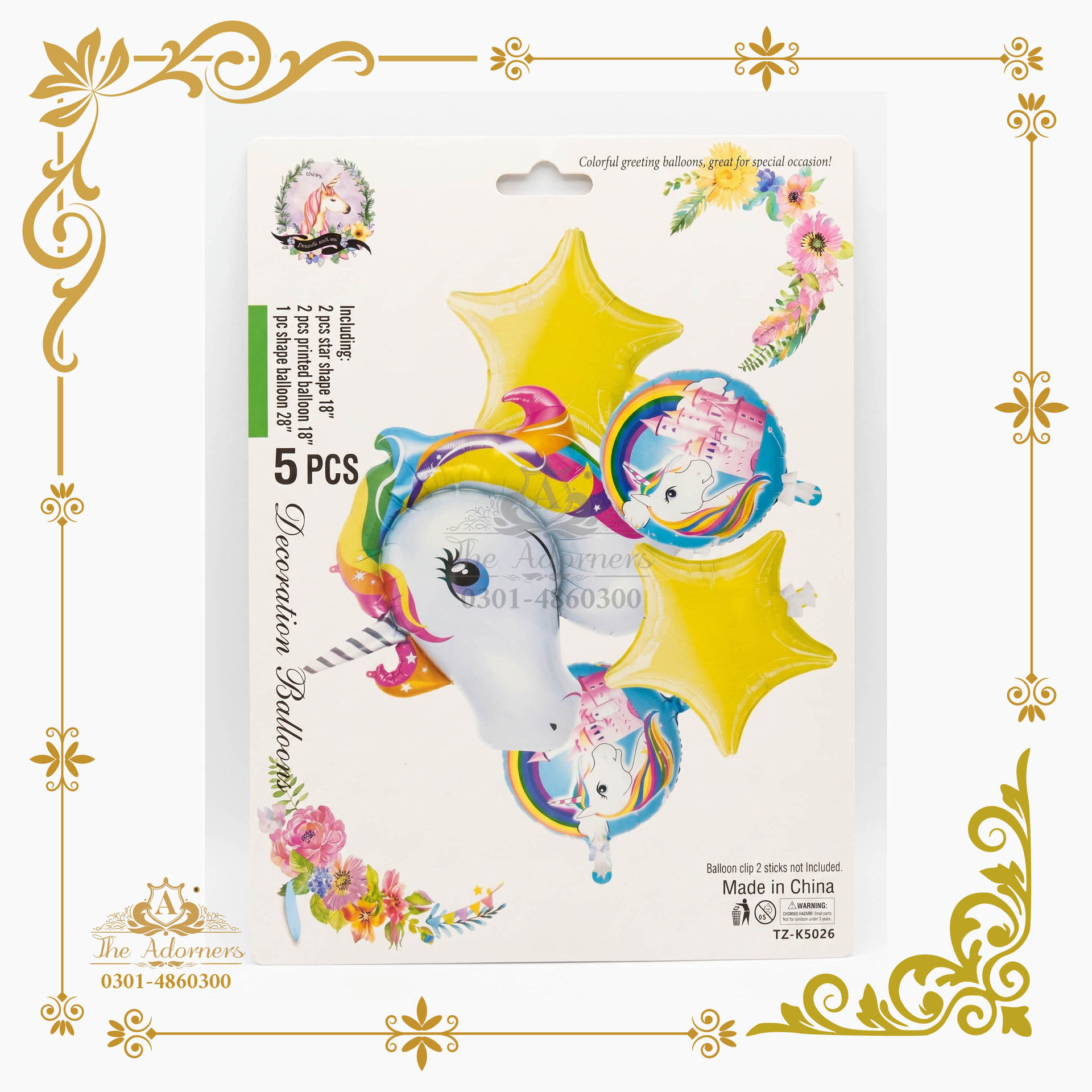 Unicorn Decoration Balloon Set - Rainbow & yellow