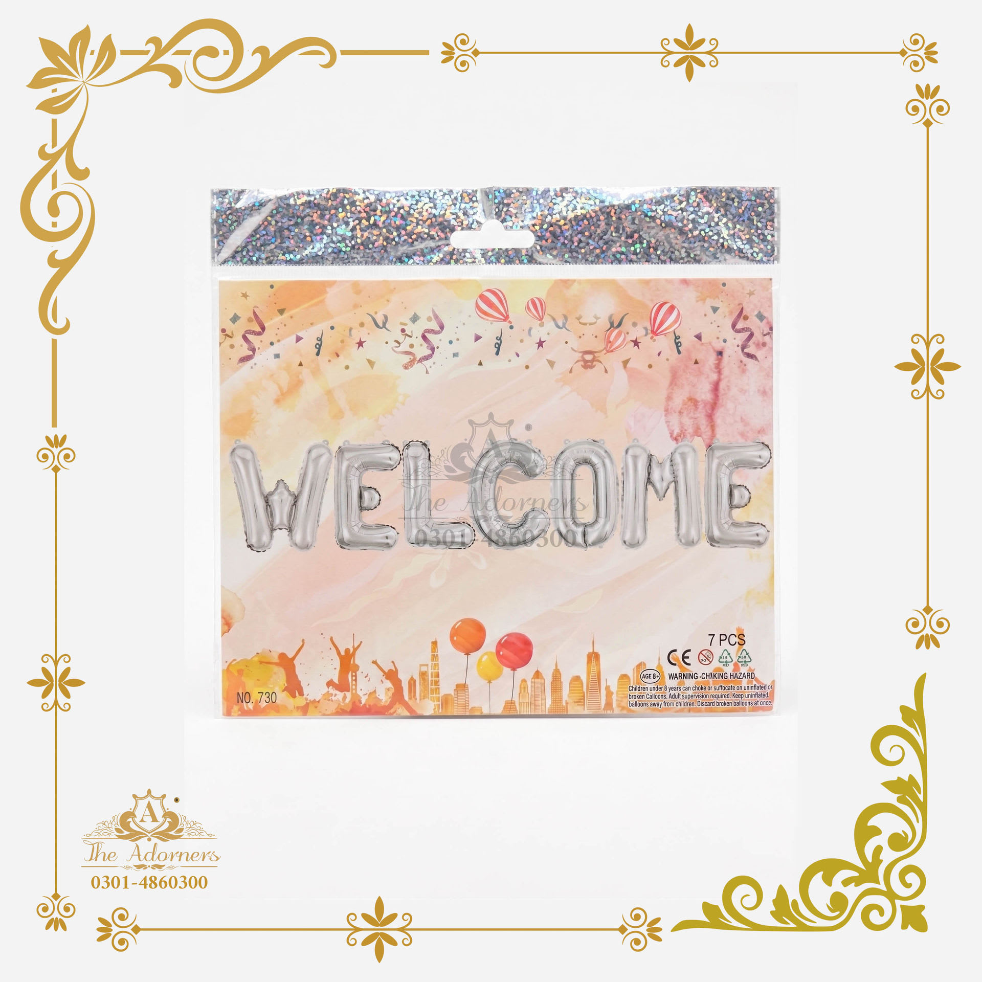 Welcome Letter Banner - Silver - 7 pcs (No.730)