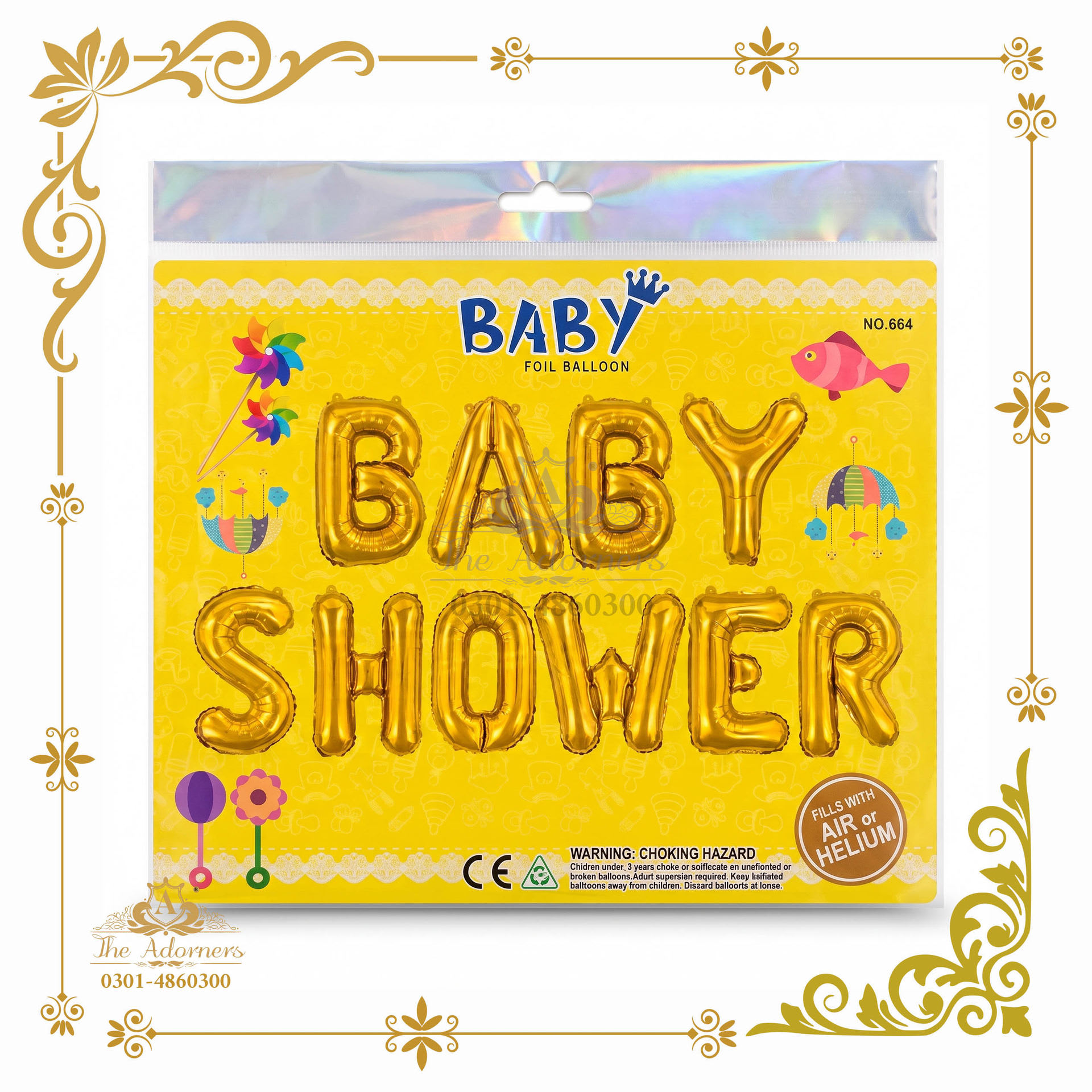 Baby Shower Letter Banner - Gold - 16 inch - 10 pcs (No.664)
