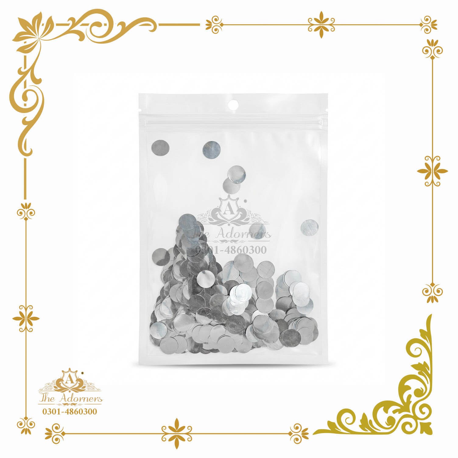 Foil Round Dot Confetti Pouch - Silver - 1 pouch