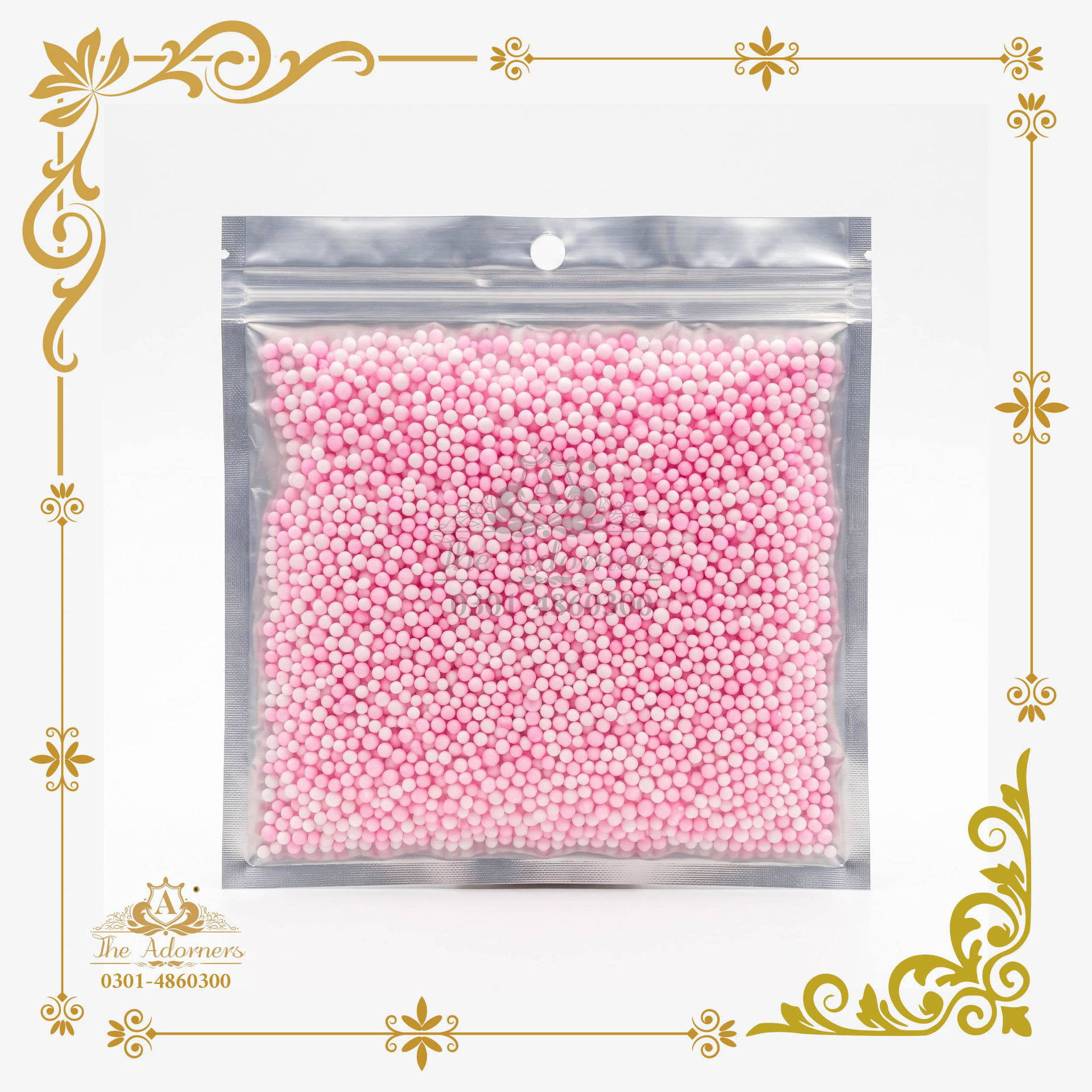 Foam Beads Filler Pouch - Pink & white - 1 pouch