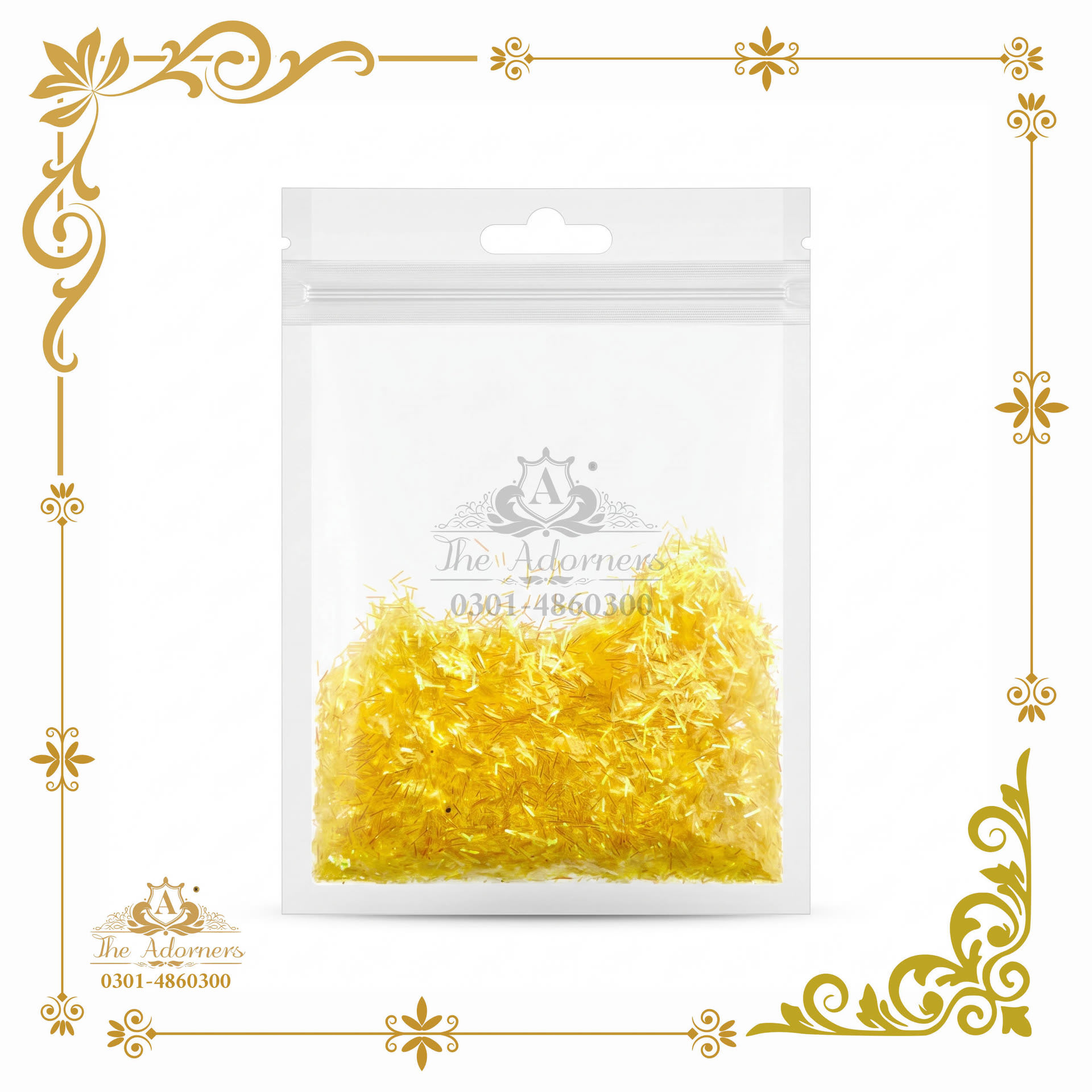 Tinsel Shred / Confetti Pouch - Yellow & gold - 1 pouch