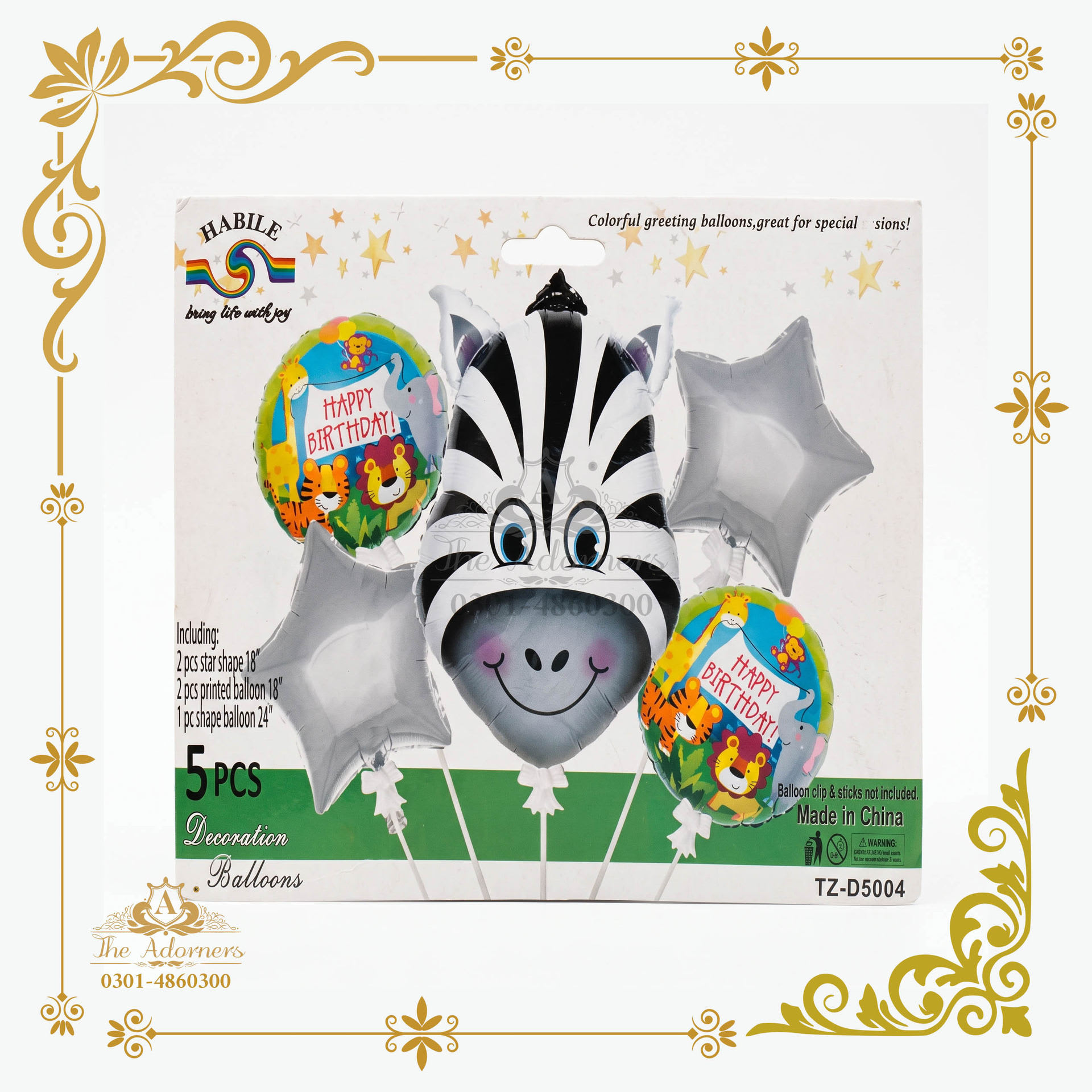 Zebra Face Decoration Set - Black white & silver