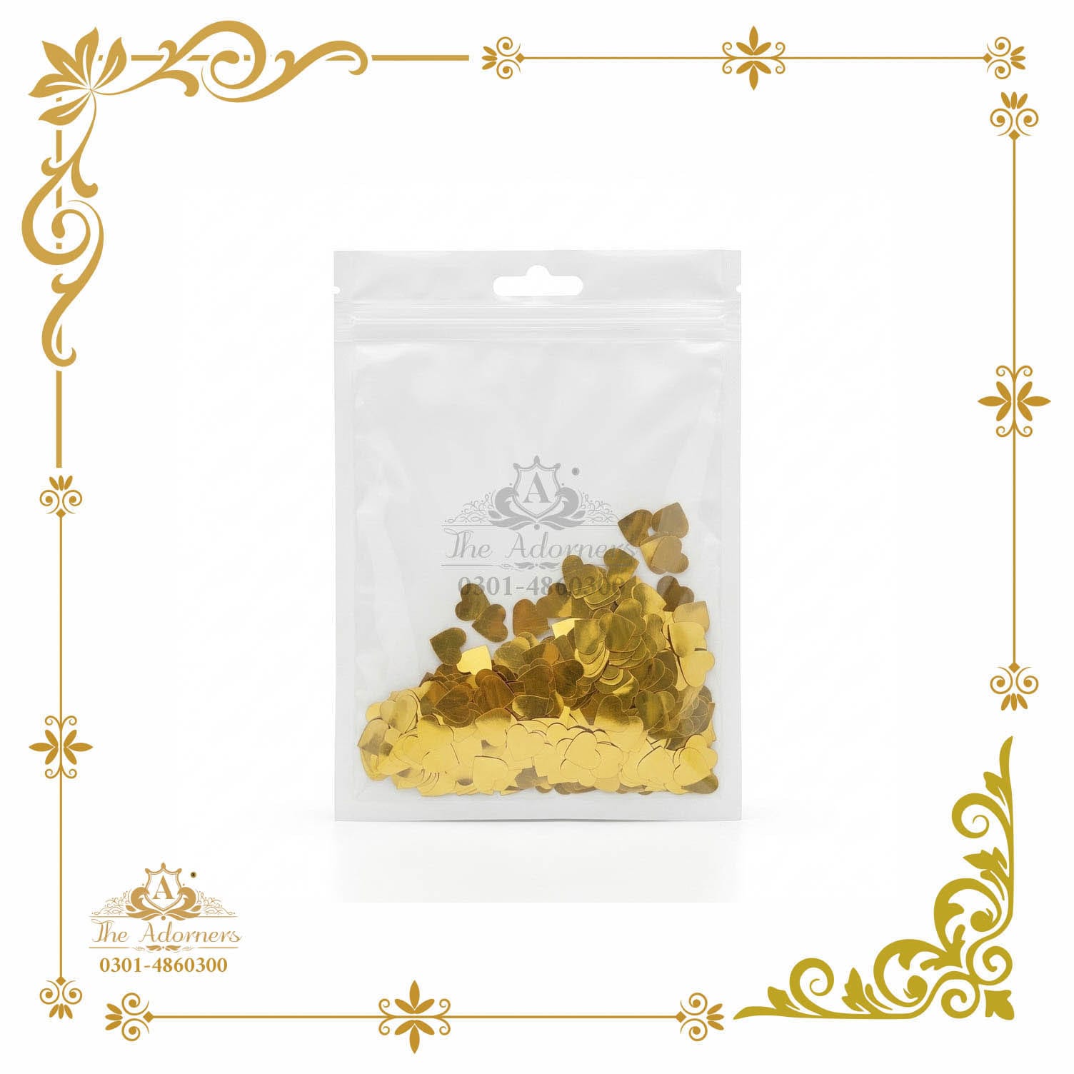 Foil Heart Confetti Pouch - Gold