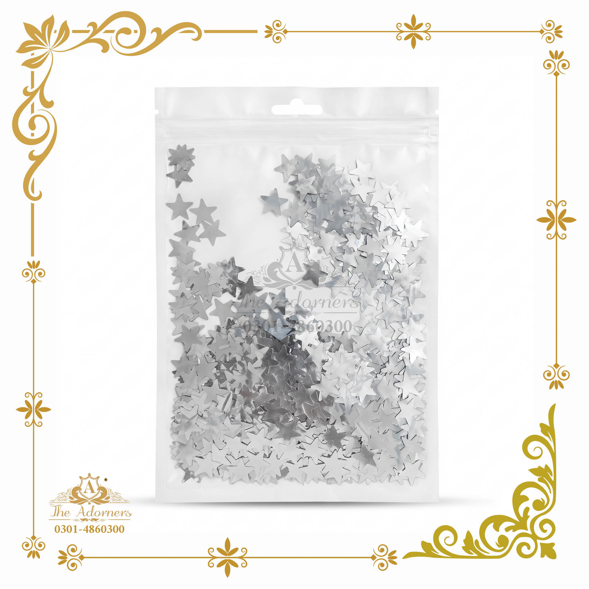 Foil Star Confetti Pouch - Silver - 1 pouch