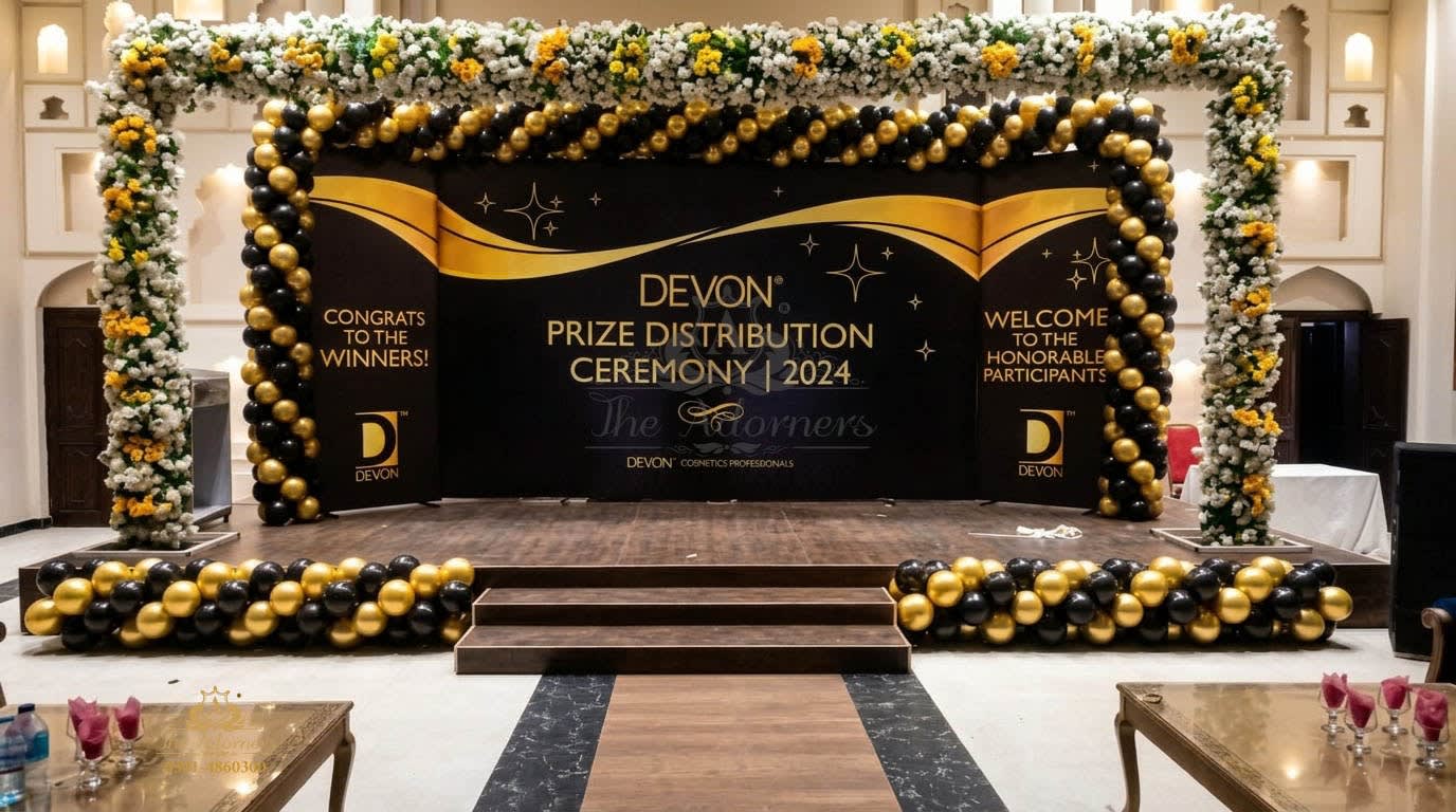 Prize distribution stage - styled by The Adorners