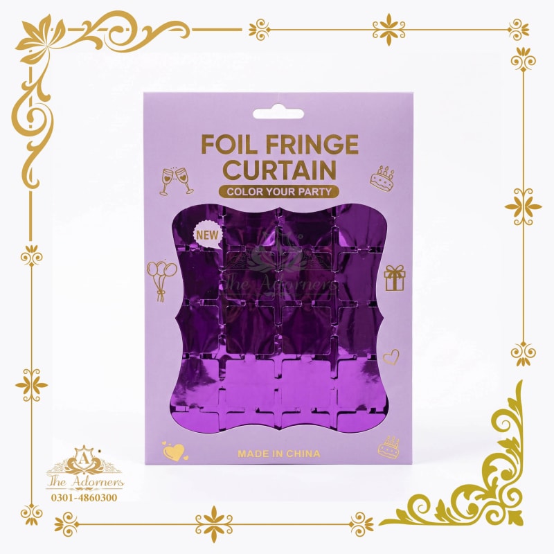 Foil Fringe Backdrop Curtain purple - The Adorners, Lahore